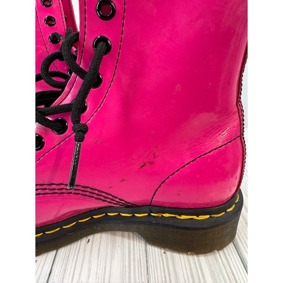Dr Martens 1460W Hot Pink Patent Leather Lace Up Combat Boots Women's Size 6 - Picture 9 of 14